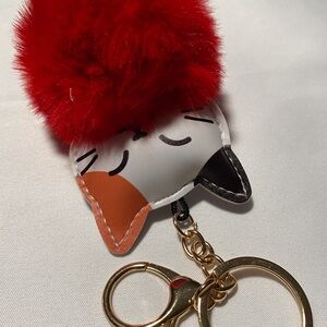 Cute Cat Purse Charm with Red Pom Pom